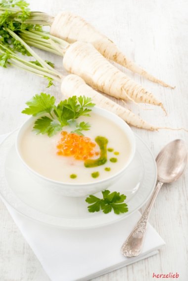 Petersilienwurzel-Cremesuppe, ein schnelles Rezept