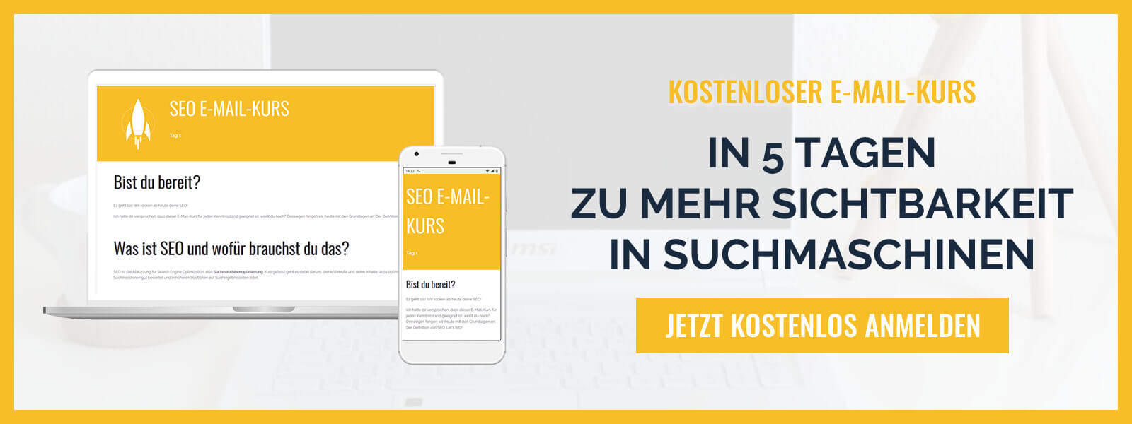 Steige frustfrei in SEO ein! Melde dich zum kostenlosen SEO E-Mail-Kurs an. | Blogger-Coaching.de - Tipps & Kurse für Blogger