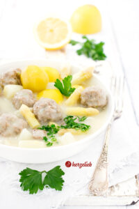 Spargel-Hackbällchen-Topf von herzelieb